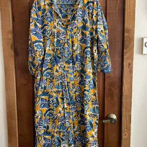 J. Crew Vibrant Floral Long Sleeve Kaftan Dress